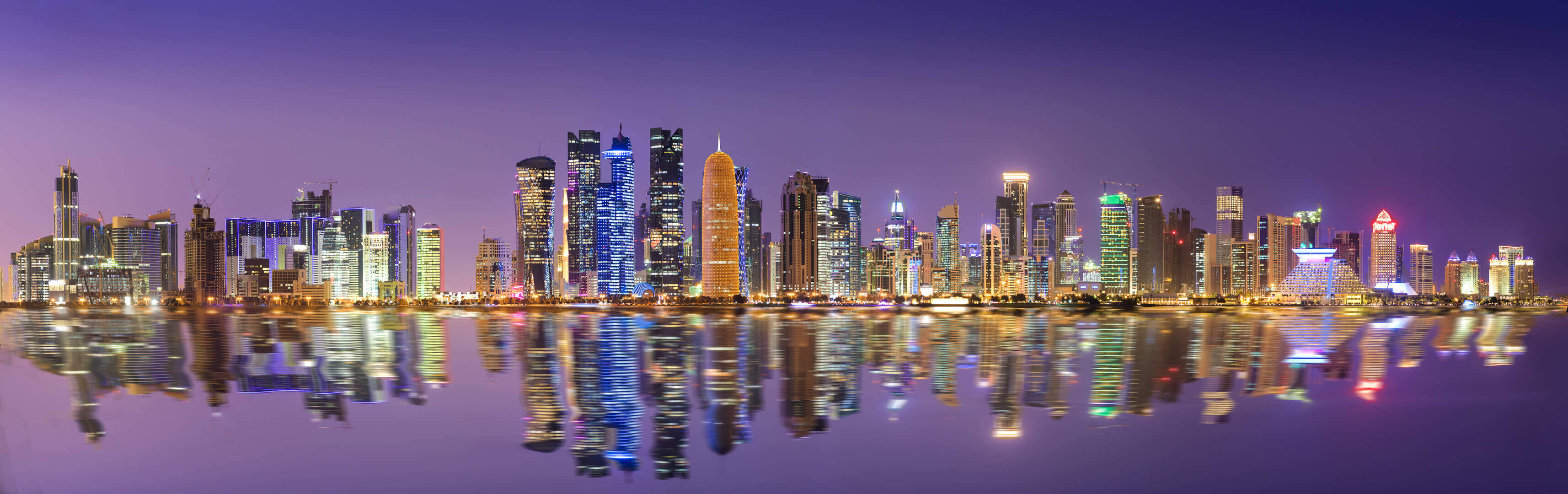 The skyline of Doha in the night